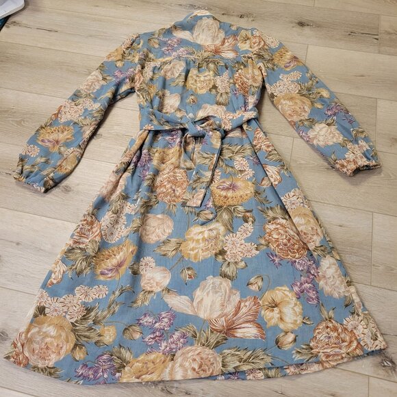 Vtg Trolley Car Floral High-Waisted Dress With Button Detail Boho Hippie READ - Picture 8 of 10